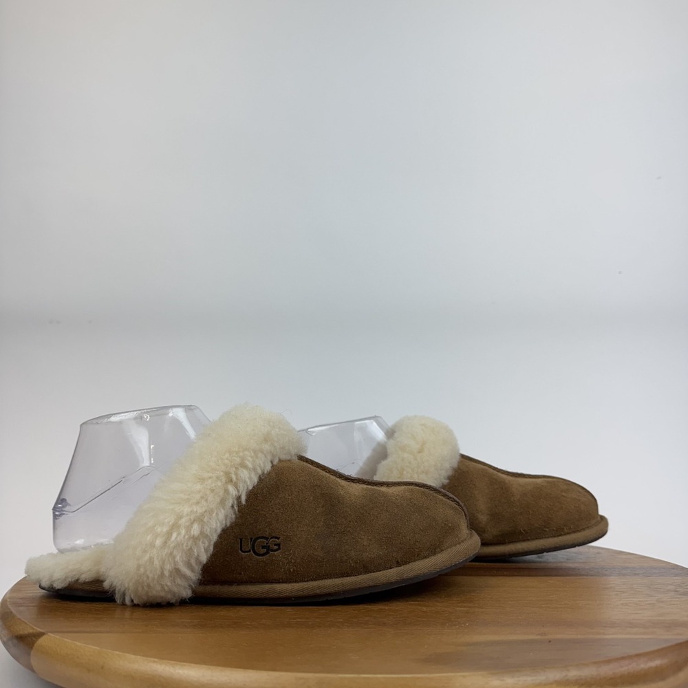 Womens Ugg Coquette Chestnut Shearling Lined Slip‎ On Flat Slippers Shoes Size 7